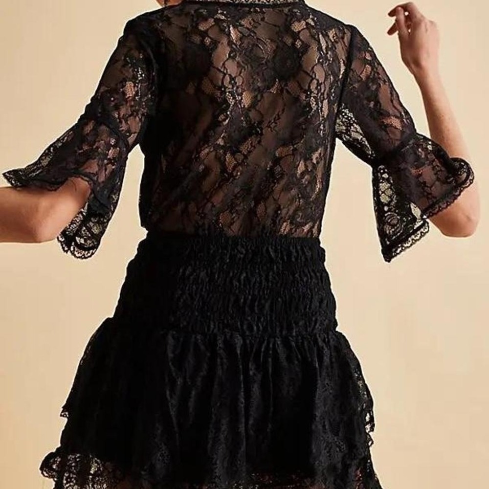 Free People Reversible Lala Lace Mini Dress Black Size‎ Small NWT MSRP $128 - Picture 3 of 6